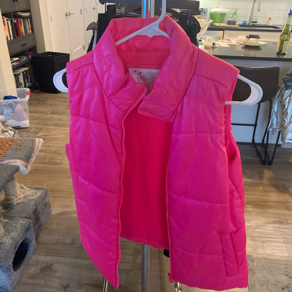 Gently used Justice girls vest in hot pink